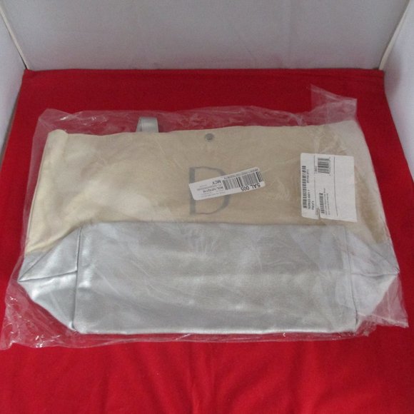 Cathy's Concepts Personalized " D " Silver Metallic Color Dipped Tote Bag - Picture 2 of 6